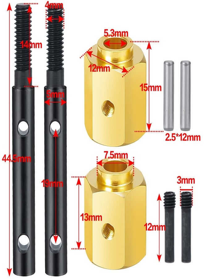 RCLIONS Brass Extended Wheel Hubs Hex +13mm with Steel Stub Axle for Axial SCX10 III AXI03007 AXI03027 AXI03006B Gladiator 1/10th RC Crawler Car Upgrades - Image 2
